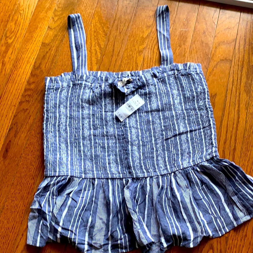 Loft White and Blue Stripped Summer Strapped tank